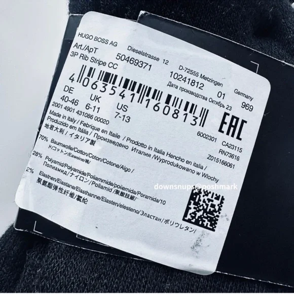 BOSS logo cotton blend 3 Pack Socks Made in Italy - Picture 3 of 3